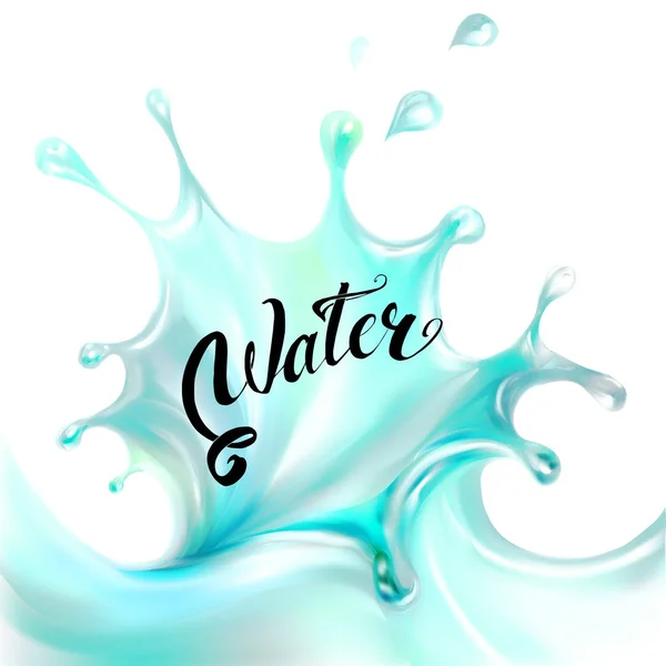 Blue water splashing drops; isolated vector — Stock Vector