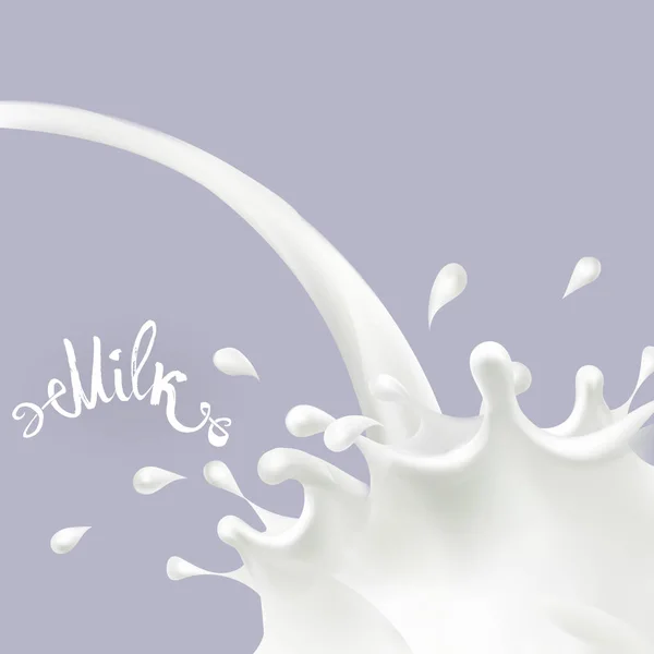 Il latte che scorre, in movimento, spruzzando latte vettore isolato — Vettoriale Stock