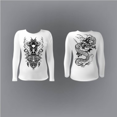 Kafatası vintage desen tasarım t-shirt vektör için kanatlar