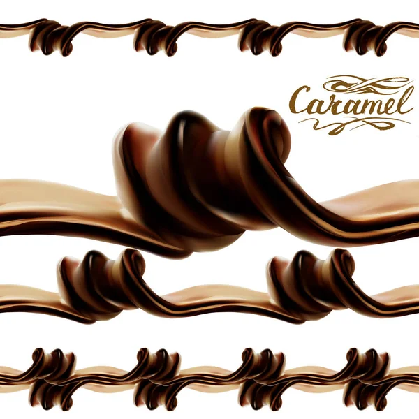 Vloeibare Chocolade Karamel Cacao Illustratie — Stockvector