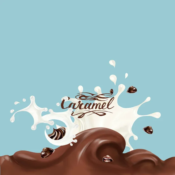 Ilustração Chocolate Líquido Caramelo Cacau — Vetor de Stock