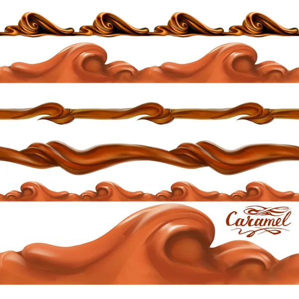 Flüssige Schokolade Karamell Oder Kakao Illustration Nahtlose Textur Vektor Süßen — Stockvektor