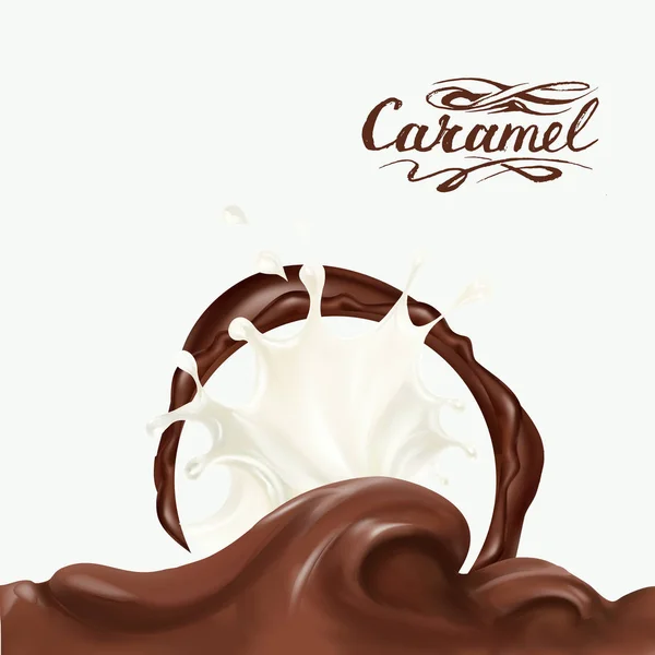 Folyékony Csokoládé Karamell Vagy Kakaó Illusztráció — Stock Vector