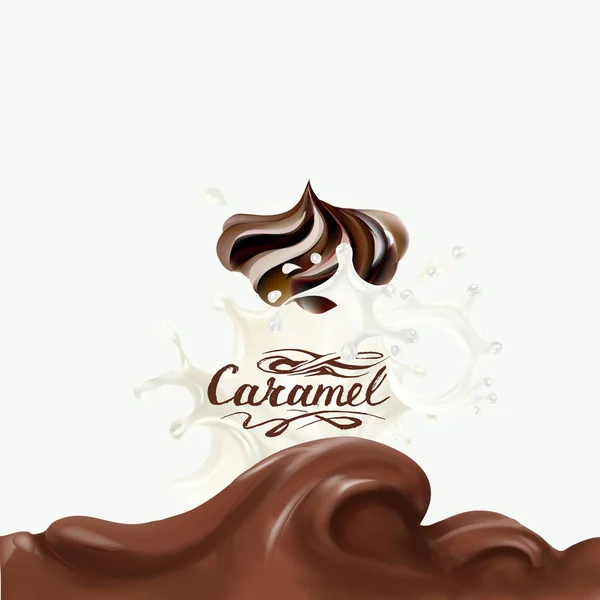 Ilustração Chocolate Líquido Caramelo Cacau — Vetor de Stock