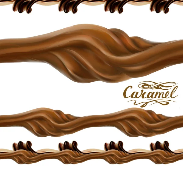 Chocolate Líquido Caramelo Cacao Ilustración Textura Sin Costura Vector Dulce — Vector de stock