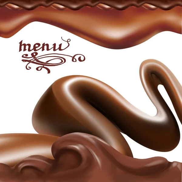 Tekuté Čokolády Karamelu Kakaa Ilustrace — Stockový vektor