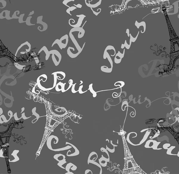 Tour Eiffel Illustration Vectorielle Romantique Cadre Coeur — Image vectorielle