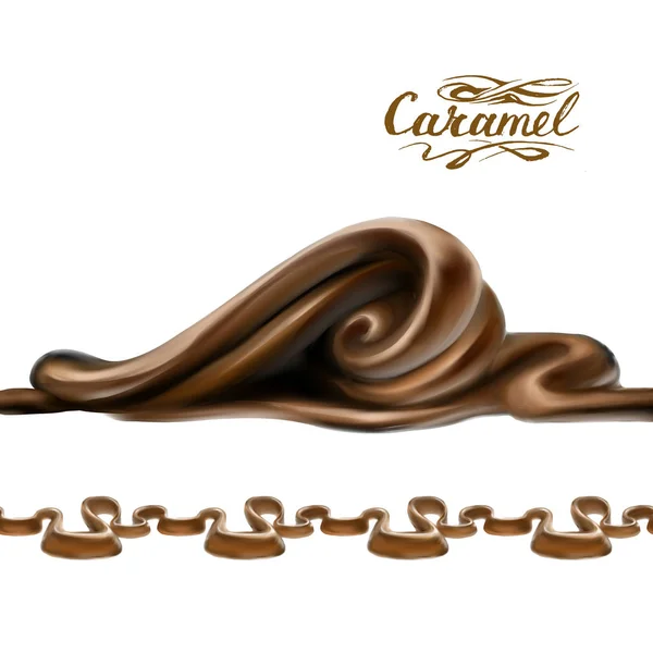 Naadloze structuur van de vloeibare chocolade, karamel of cacao illustratie — Stockvector