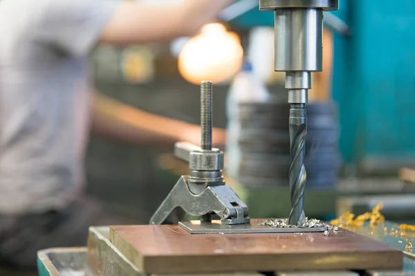 Industria Metalúrgica Aburrido Máquina Perforadora Pilares Con Herramienta Corte Broca — Foto de Stock