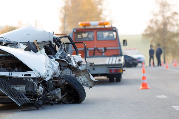 Accidente Choque Automovilístico Carretera —  Fotos de Stock