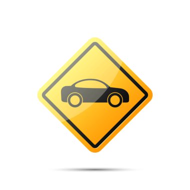 Uyarı araba yol işareti, vektör.