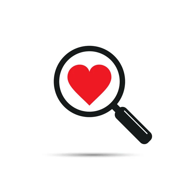 Pictogram voor het hart en de liefde van zoeken, vector. — Stockvector