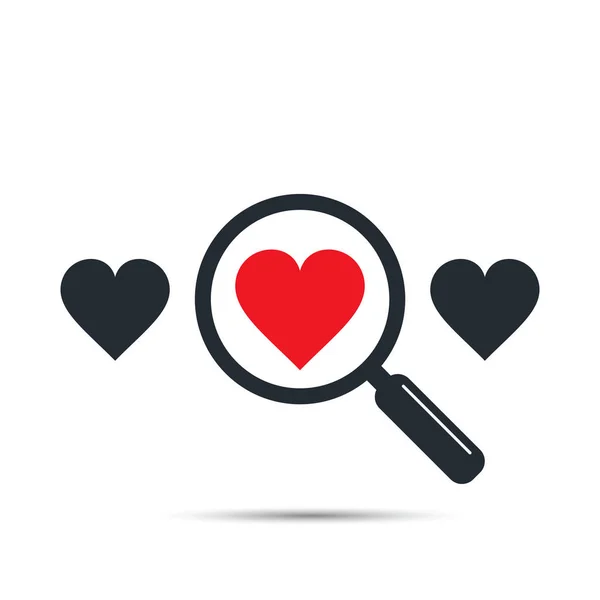 Rechercher coeur et icône d'amour, vecteur . — Image vectorielle