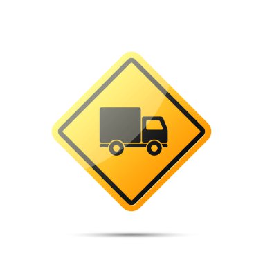 Kamyon sarı yol işaret, vektör.