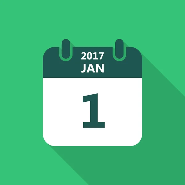 Icono del calendario 1 enero 2017 año, vector . — Vector de stock