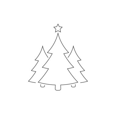 Noel ağaçları anahat simgesi, vektör.