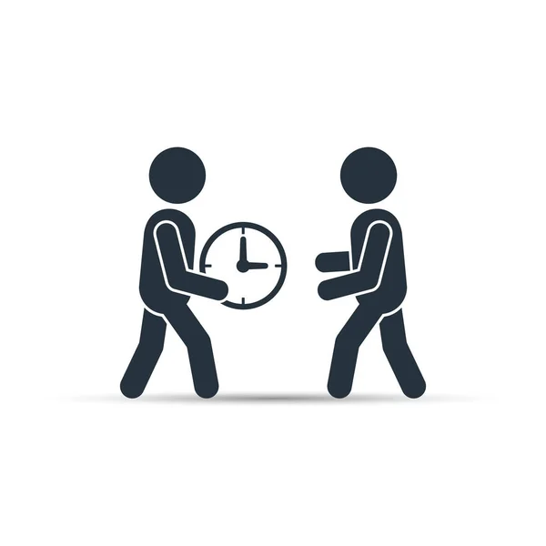 Man giving time clock icon, vector — Stock Vector