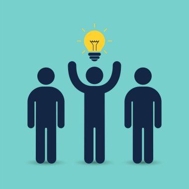 Fikir iş kavramı ile takım lideri. Vektör.