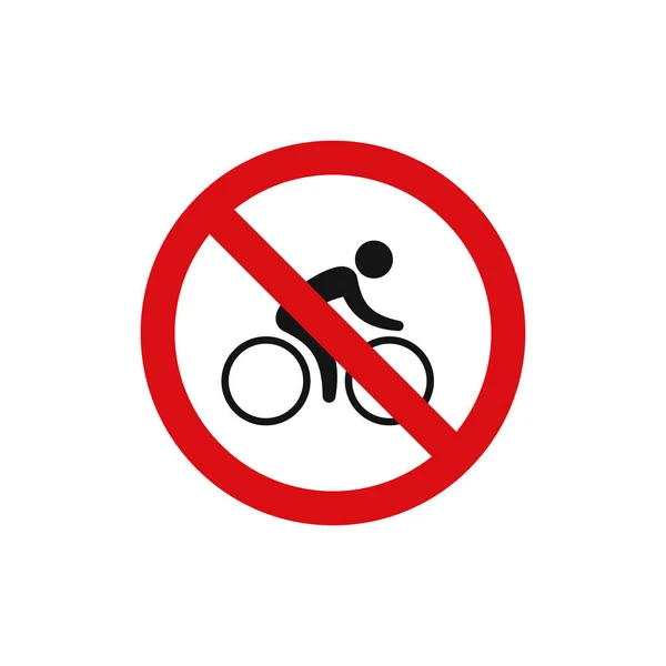 Ningún signo vectorial de bicicleta en círculo rojo. No hay icono de bicicleta de estacionamiento. Vector . — Vector de stock