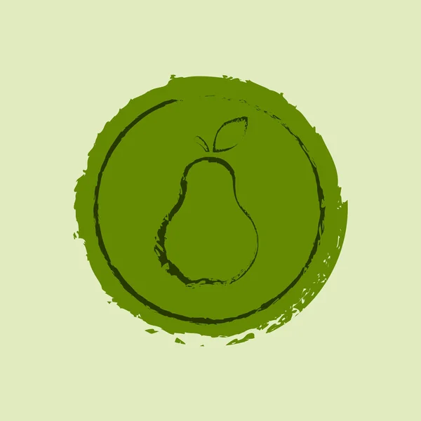 Insignia del logotipo de pera, etiqueta o sello en estilo grunge, pegatina de vectores . — Archivo Imágenes Vectoriales