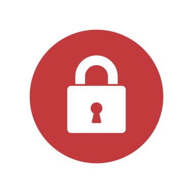 Kilit logo vektör. Web sitesi tasarımı için asma kilit güvenlik sembolü. Vektör