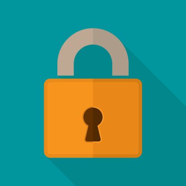 Uzun düz stil gölgesinde ile kilit simge vektör.