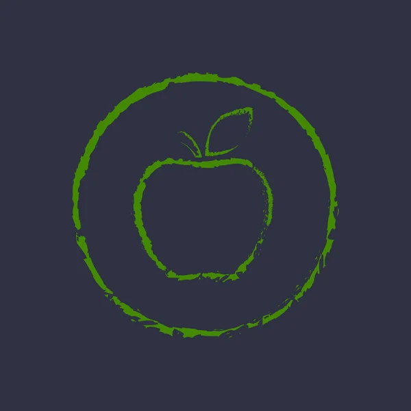 Insigne de logo Apple, étiquette ou timbre de style grunge, autocollant de contour vectoriel . — Image vectorielle