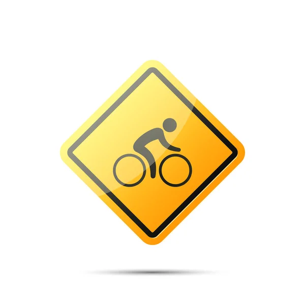 Señal de tráfico de advertencia bicicleta. Vector . — Vector de stock