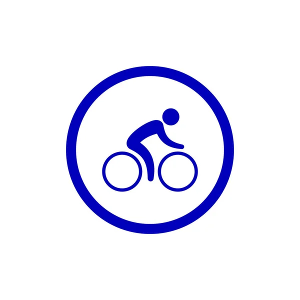 Semnul benzii de biciclete. Semnează pictograma traseului bicicletei în cerc albastru. vector — Vector de stoc