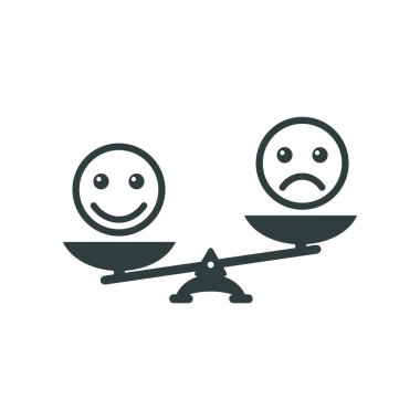 Smiley ifadeleri farklı ruh hali ölçeklerde, vektör simgesi.