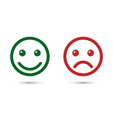 Smiley ifadeler simgesi pozitif ve negatif, vektör çizim farklı ruh hali.