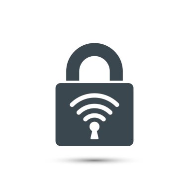 WiFi kilit vektör simgesi, wifi erişim kavramı.