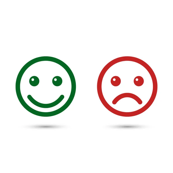 Emoticones sonrientes icono positivo y negativo, ilustración vectorial de diferentes estados de ánimo . — Vector de stock