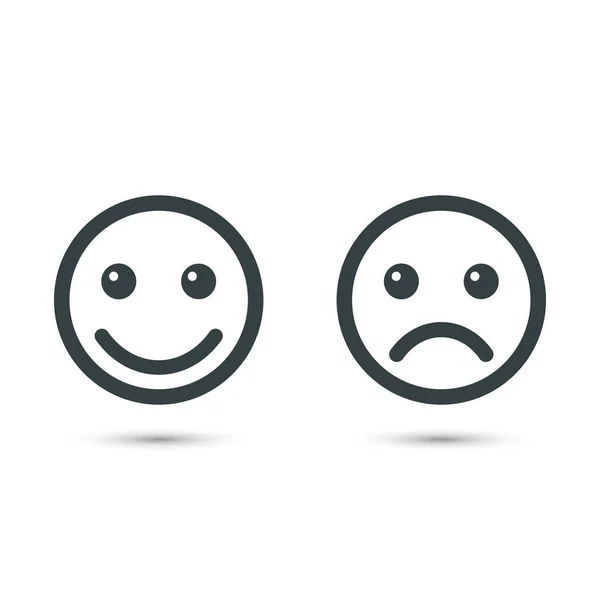 Emoticones sonrientes icono positivo y negativo, ilustración vectorial de diferentes estados de ánimo . — Archivo Imágenes Vectoriales