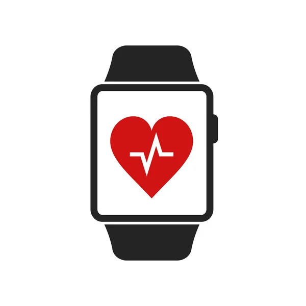 Icono de reloj inteligente con el símbolo de la aplicación latido del corazón. Ilustración vectorial . — Archivo Imágenes Vectoriales