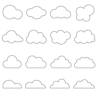 Bulut simgesi anahat vektör ayarla.