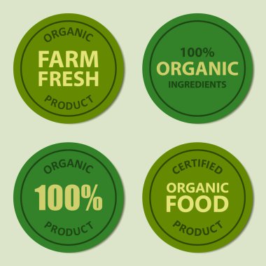 Organik rozet ve etiket vektör ayarlayın. Çiftlik taze, organik gıda etiket, rozet veya damga.