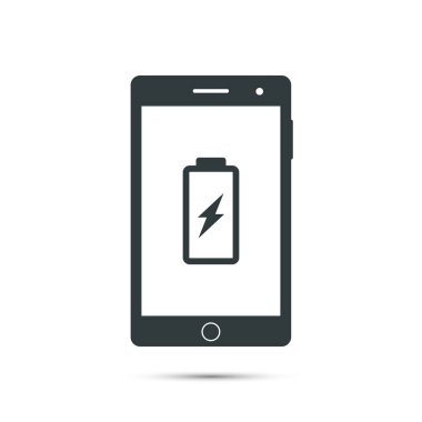 Akıllı telefon şarj pil simgesi. Vektör.