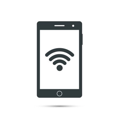 Wifi işareti ile akıllı telefon simgesi. Vektör.