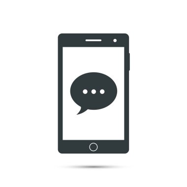 Konuşma balonu sohbet işareti ile akıllı telefon simgesi. Vektör.
