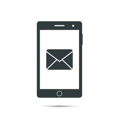 Mesaj sms sembolü ile akıllı telefon simgesi. Vektör.