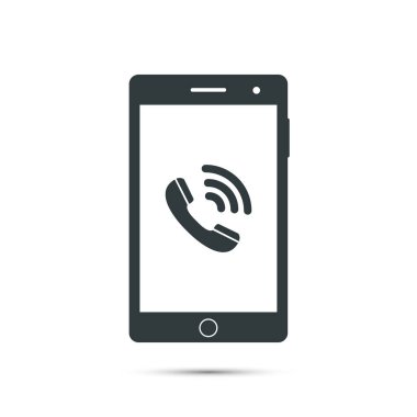 Telefon görüşmesi sembolü ile akıllı telefon simgesi. Vektör.