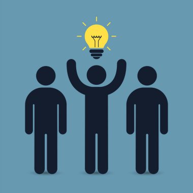 Fikir iş kavramı ile takım lideri. Vektör.