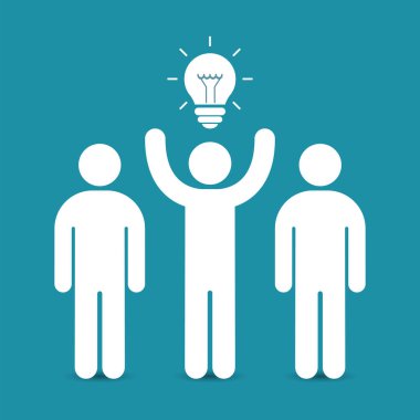 Fikir iş kavramı ile takım lideri. Vektör.