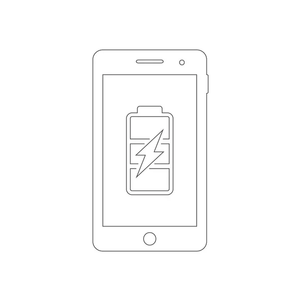 Ikona smartphone nabíjení baterie osnovy. Vektor. — Stockový vektor