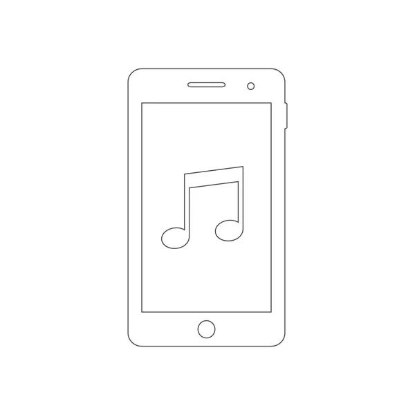 Icône de contour de Smartphone avec signe d'application de lecteur multimédia. Vecteur . — Image vectorielle