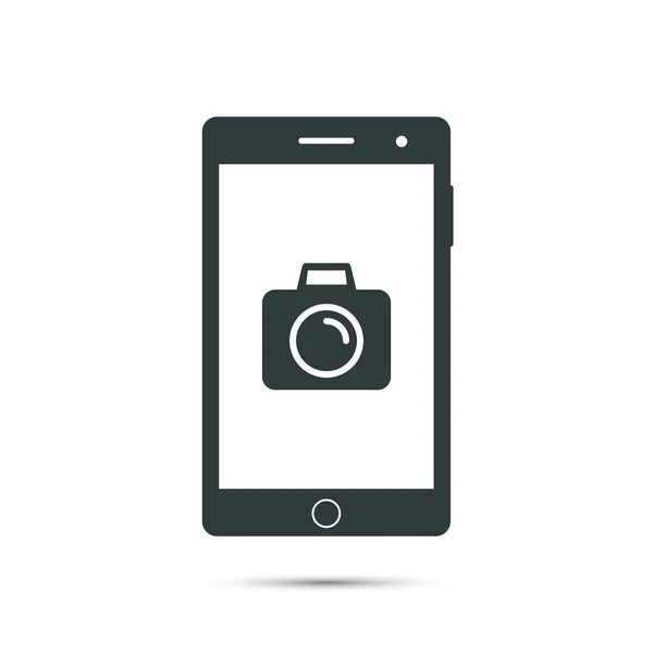 Smartphone ikona se symbolem fotoaparátu na obrazovce. Vektor. — Stockový vektor