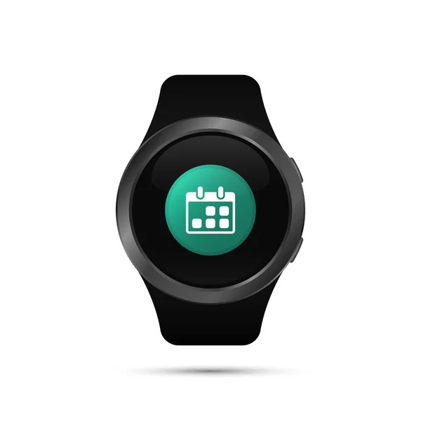 Smart Watch mit Kalender-App-Symbol. Vektor. — Stockvektor
