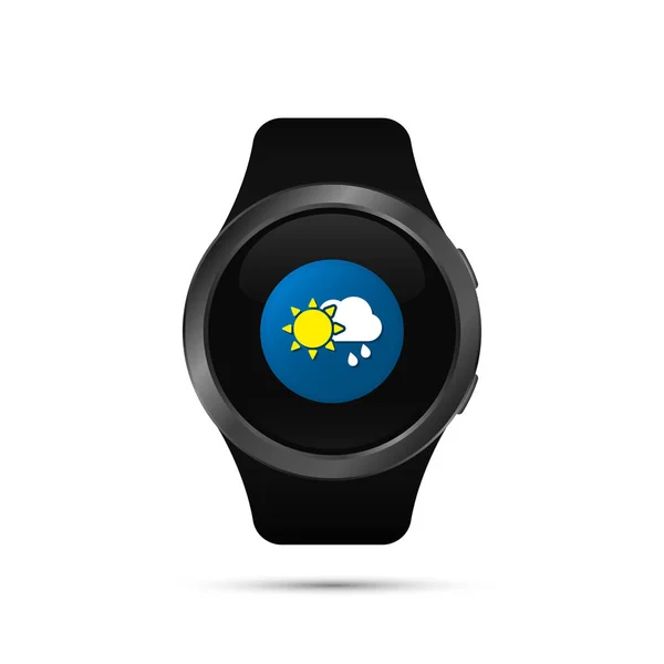 Slimme horloge met verwachte weer app symbool. Vector. — Stockvector