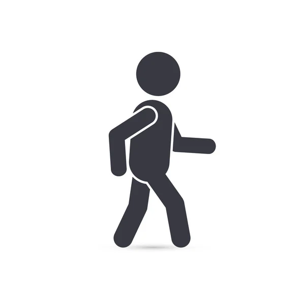 Walking man monochrome silhouette, vector. — Stock Vector
